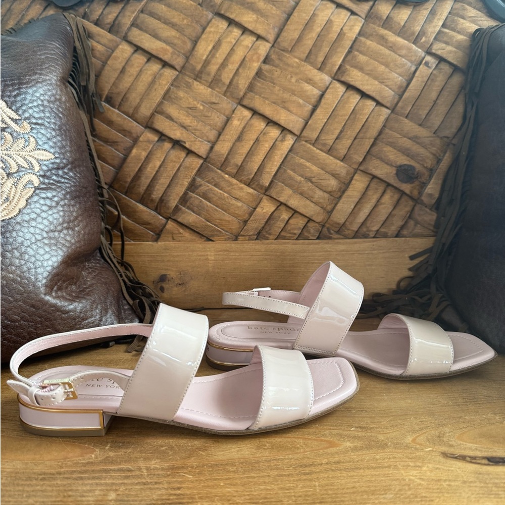 Kate Spade New York Merritt Patent Leather Pink Slingback Sandals Sise 7.5 - Picture 3 of 10